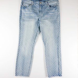 Lauren Conrad Polka Dot Light Blue Wash Denim Ankle Jean Raw Hem Size 16